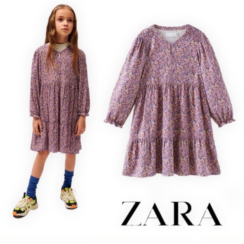 Zara girls floral dress size 11-12 in mauve